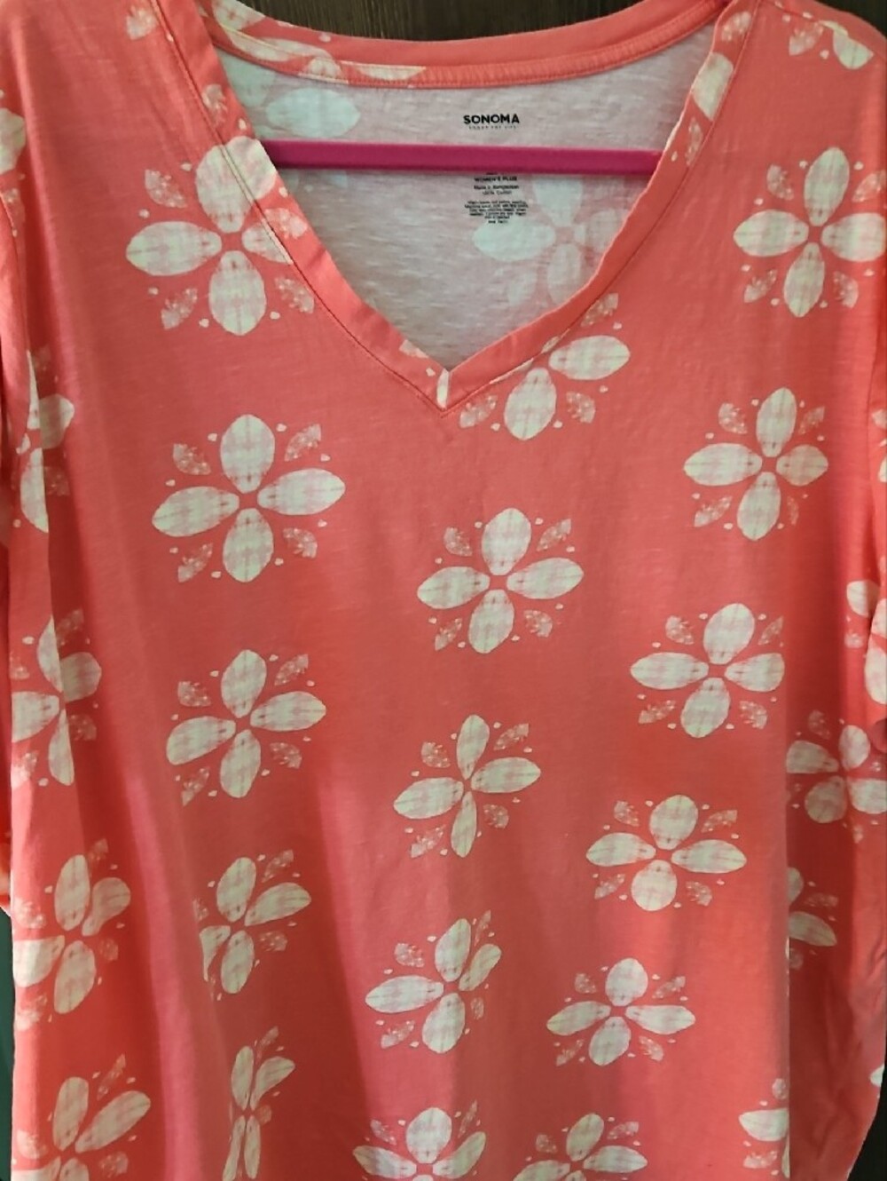 Sonoma Pink White Floral Everyday Tee - Picture 3 of 4